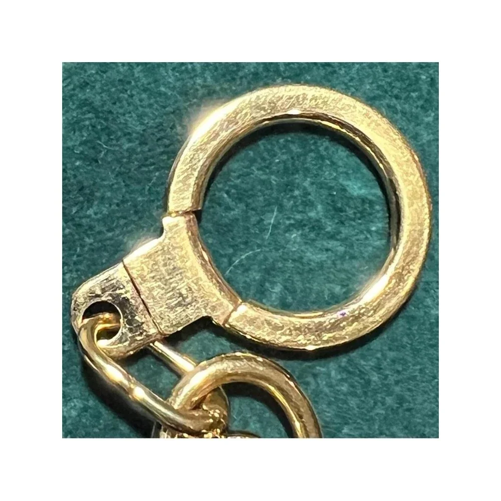 Louis Vuitton gold Bag Charm Keychain Made in Italy Carabiner Ring Slide EC